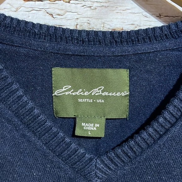 🚩 Eddie Bauer long sleeve  v-neck sweater size large - Picture 5 of 9